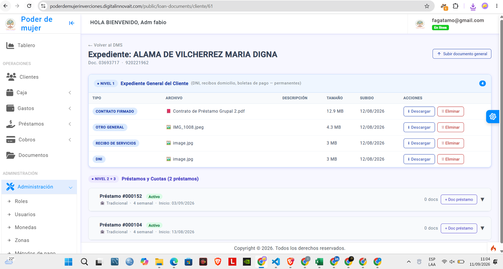 Subir documento al expediente